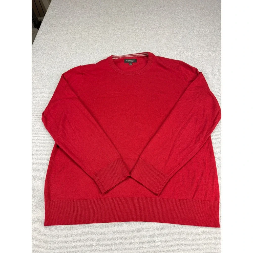 Banana Republic Mens Red Premium Luxe Yarn Cotton Silk Cashmere Sweater Large